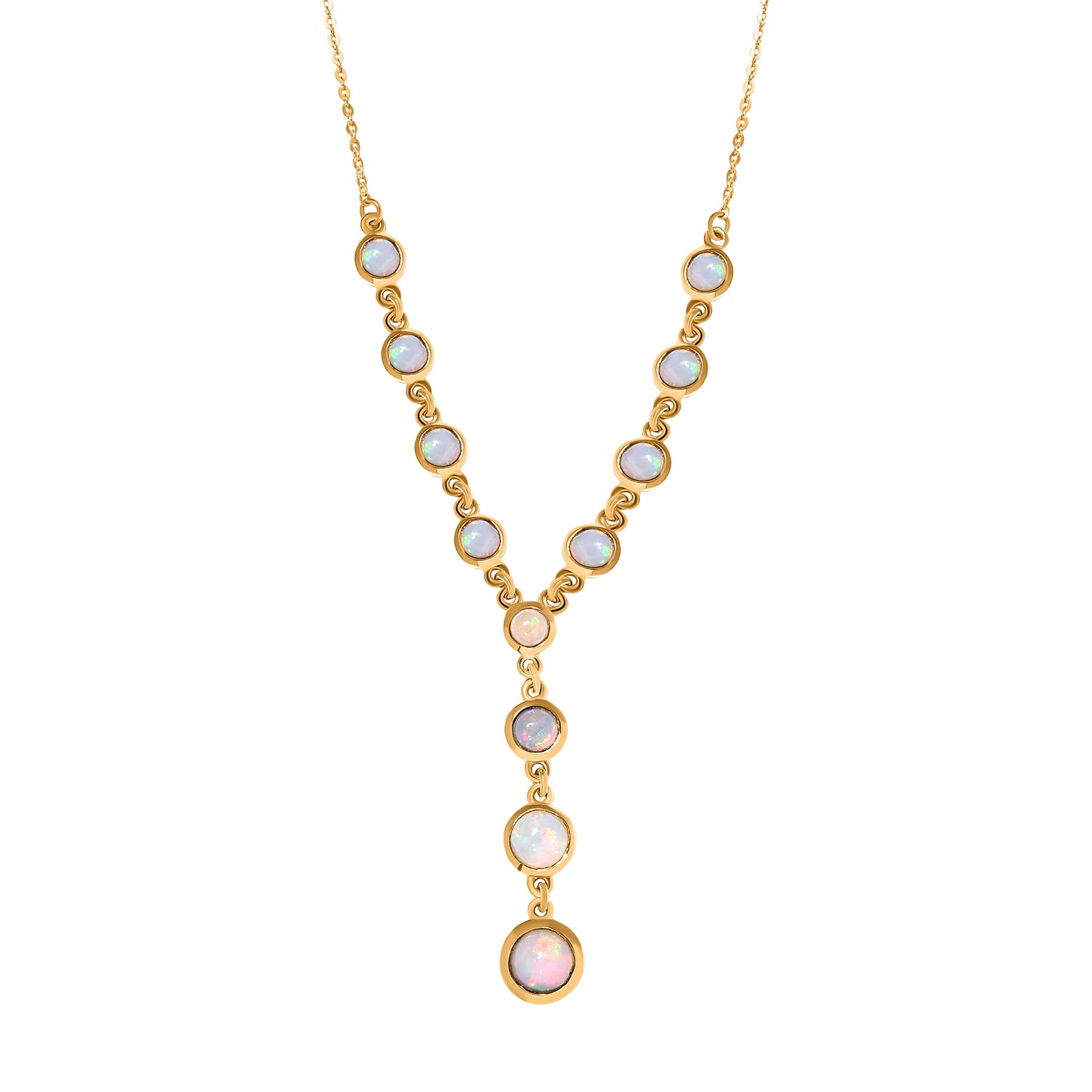 Natürliches, äthiopisches Opal-Collier, ca. 45 cm, 925 Silber vergoldet ca. 3.26 ct