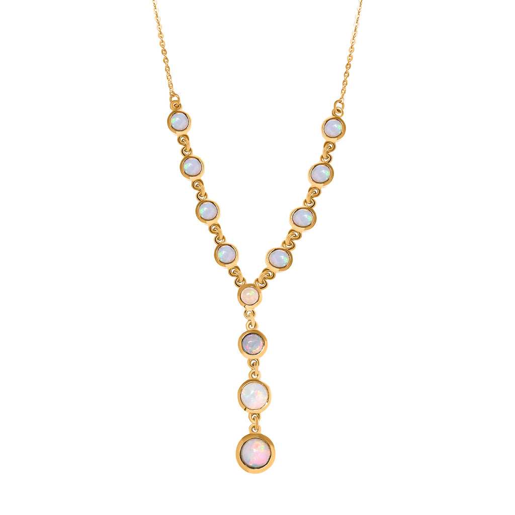 Natürliches, äthiopisches Opal-Collier, ca. 45 cm, 925 Silber vergoldet ca. 3.26 ct