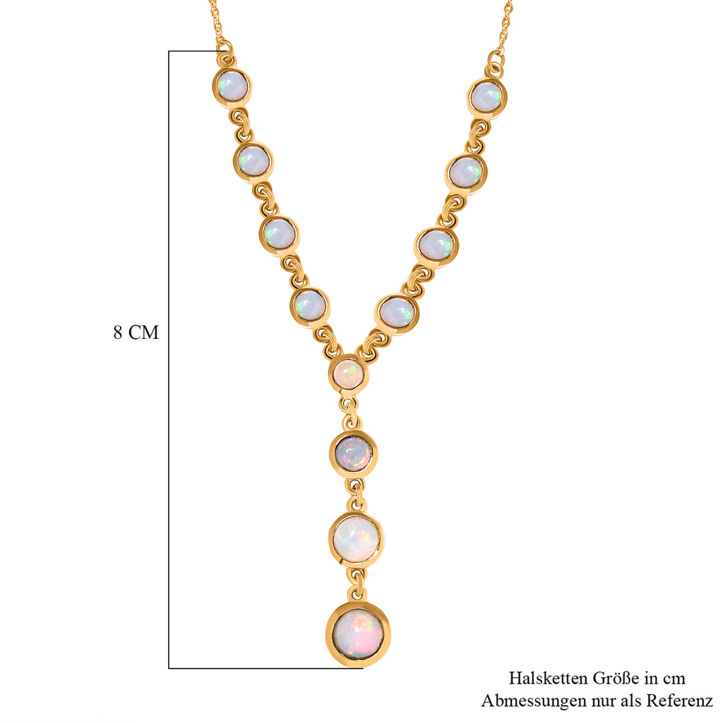 Natürliches, äthiopisches Opal-Collier, ca. 45 cm, 925 Silber vergoldet ca. 3.26 ct