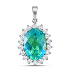 Pfau Triplett Quarz und weißer Zirkon-Anhänger, 925 Silber platiniert ca. 15.18 ct