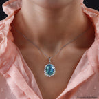 Pfau Triplett Quarz und weißer Zirkon-Anhänger, 925 Silber platiniert ca. 15.18 ct