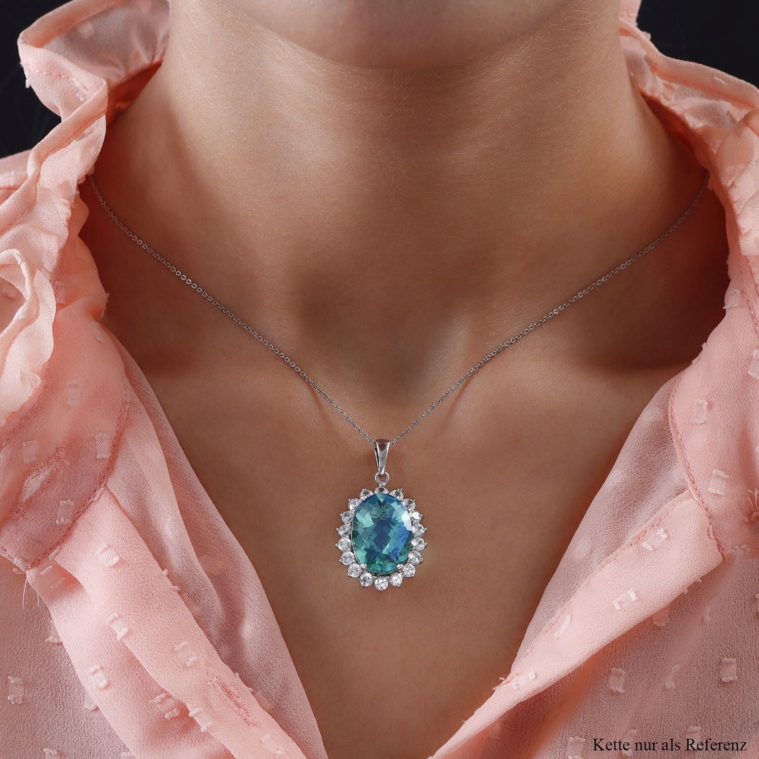 Pfau Triplett Quarz und weißer Zirkon-Anhänger, 925 Silber platiniert ca. 15.18 ct