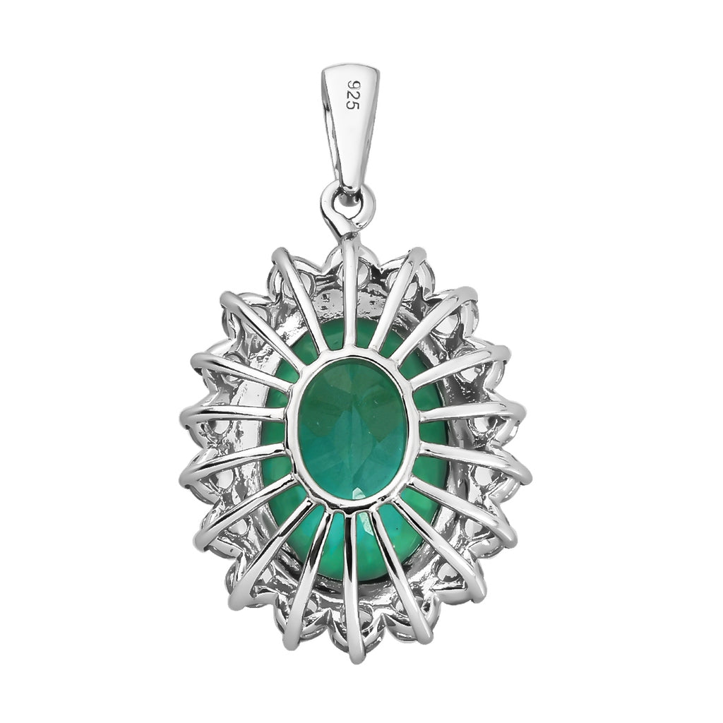 Pfau Triplett Quarz und weißer Zirkon-Anhänger, 925 Silber platiniert ca. 15.18 ct