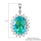 Pfau Triplett Quarz und weißer Zirkon-Anhänger, 925 Silber platiniert ca. 15.18 ct