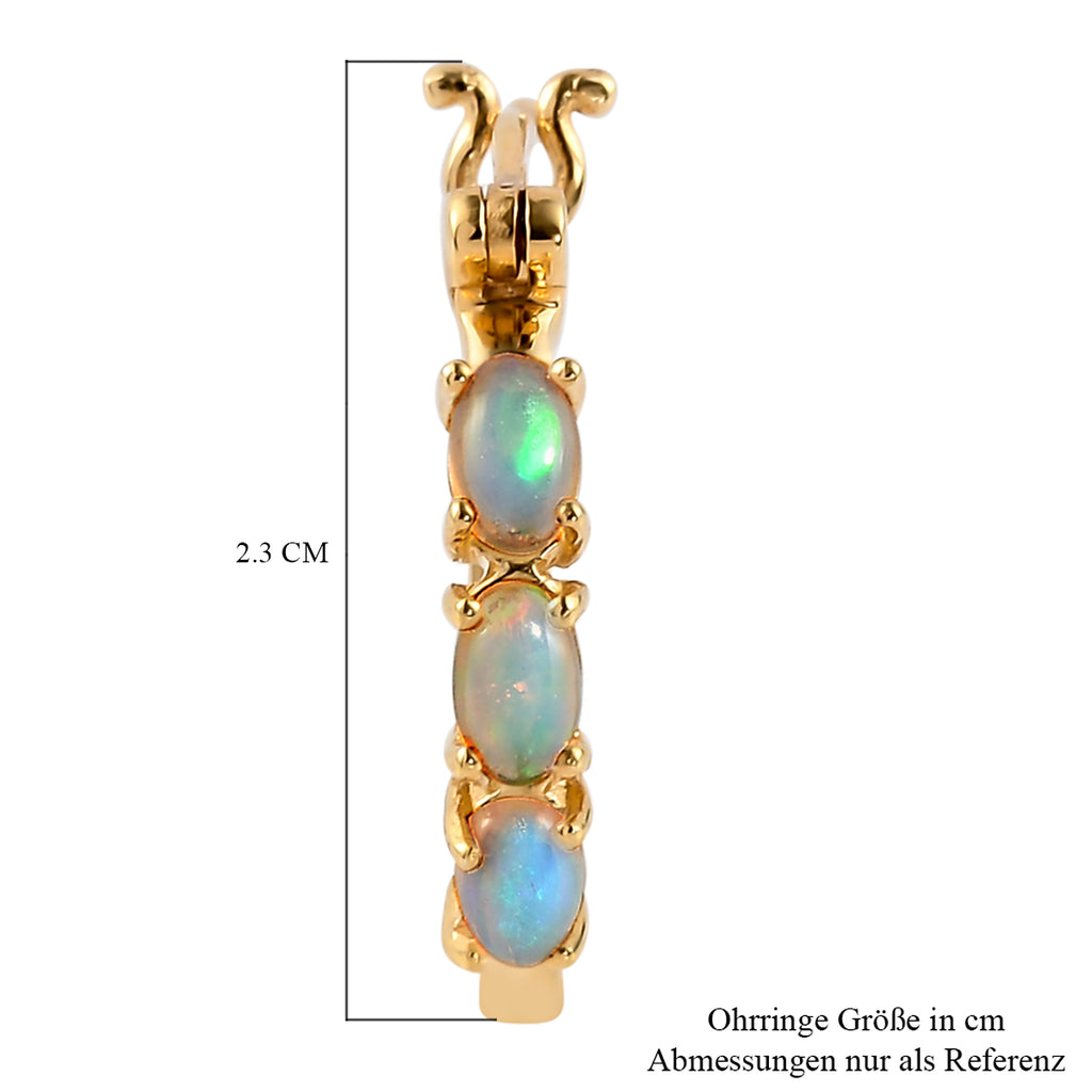 Natürliche, äthiopische Opal-Ohrringe, 925 Silber vergoldet ca. 1,05 ct