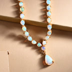 Natürliche, äthiopische Opal-Halskette, ca. 45 cm, 925 Silber Gelbgold Vermeil ca. 8.95 ct