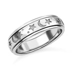 Mond und Sterne Spinning-Ring, reines, ionenbeschichtetes Messing (Größe 17.00) ca. 4,50g