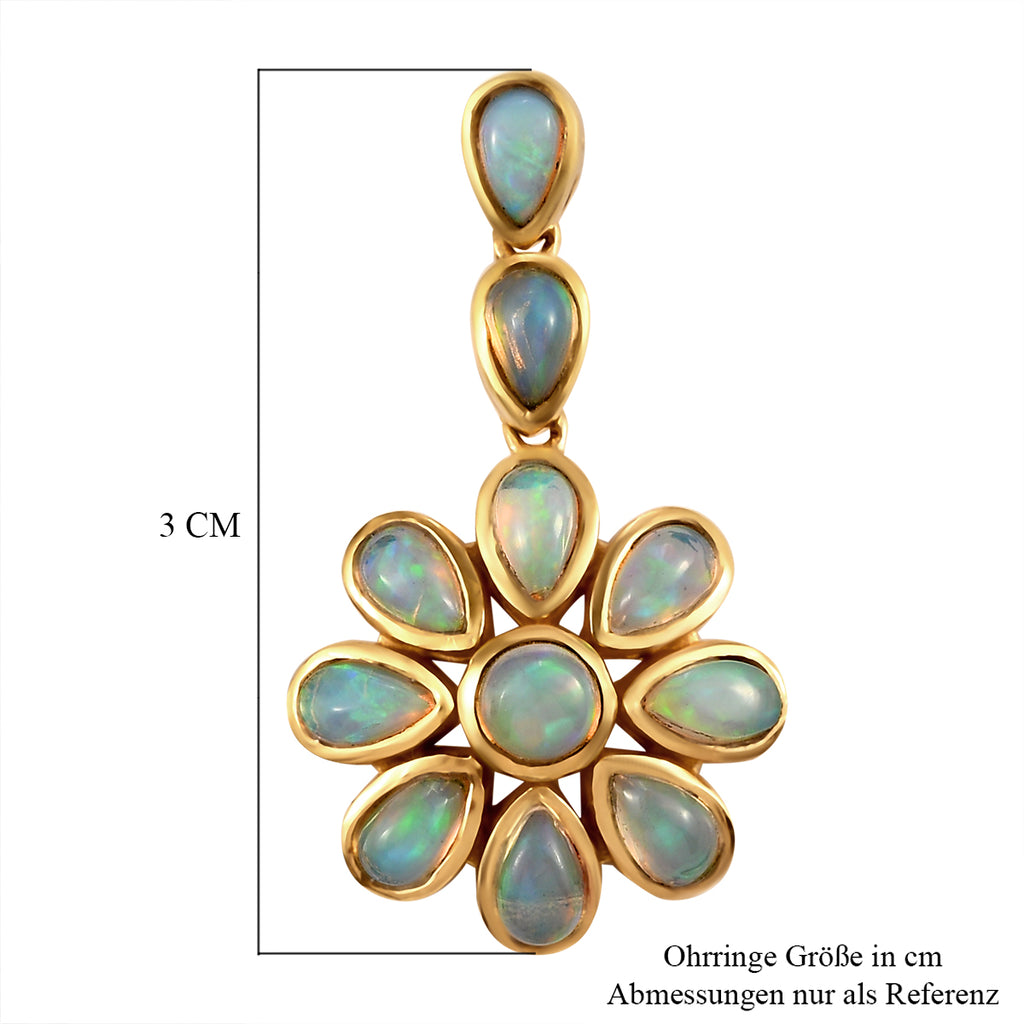 Natürliche, äthiopische Opal-Ohrringe, 925 Silber vergoldet ca. 2,91 ct