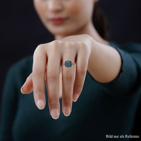 Blauer Diamant-Ring, 925 Silber platiniert (Größe 21.00) ca. 0,50 ct