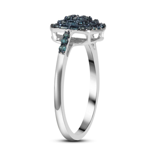 Blauer Diamant-Ring, 925 Silber platiniert (Größe 21.00) ca. 0,50 ct