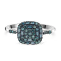 Blauer Diamant-Ring, 925 Silber platiniert (Größe 20.00) ca. 0,50 ct