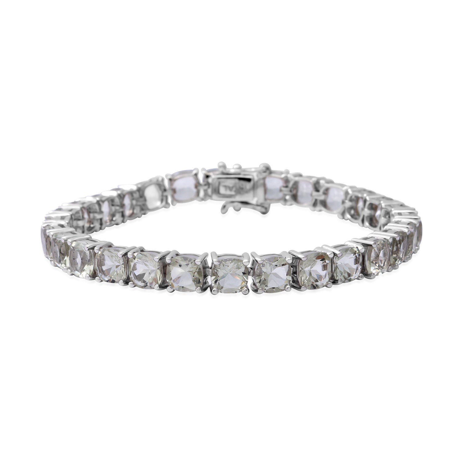 Prasiolit-Armband, ca. 19 cm, 925 Silber platiniert ca. 26,10 ct