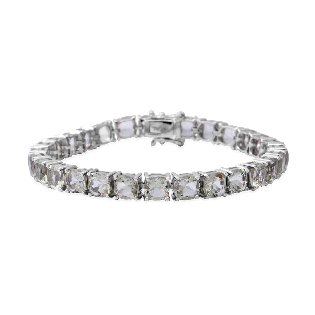 Prasiolit-Armband, ca. 19 cm, 925 Silber platiniert ca. 26,10 ct