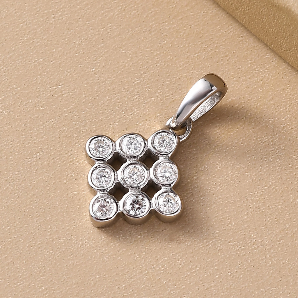 88 Facetten Moissanit-Anhänger, 925 Silber platiniert ca. 0.30 ct
