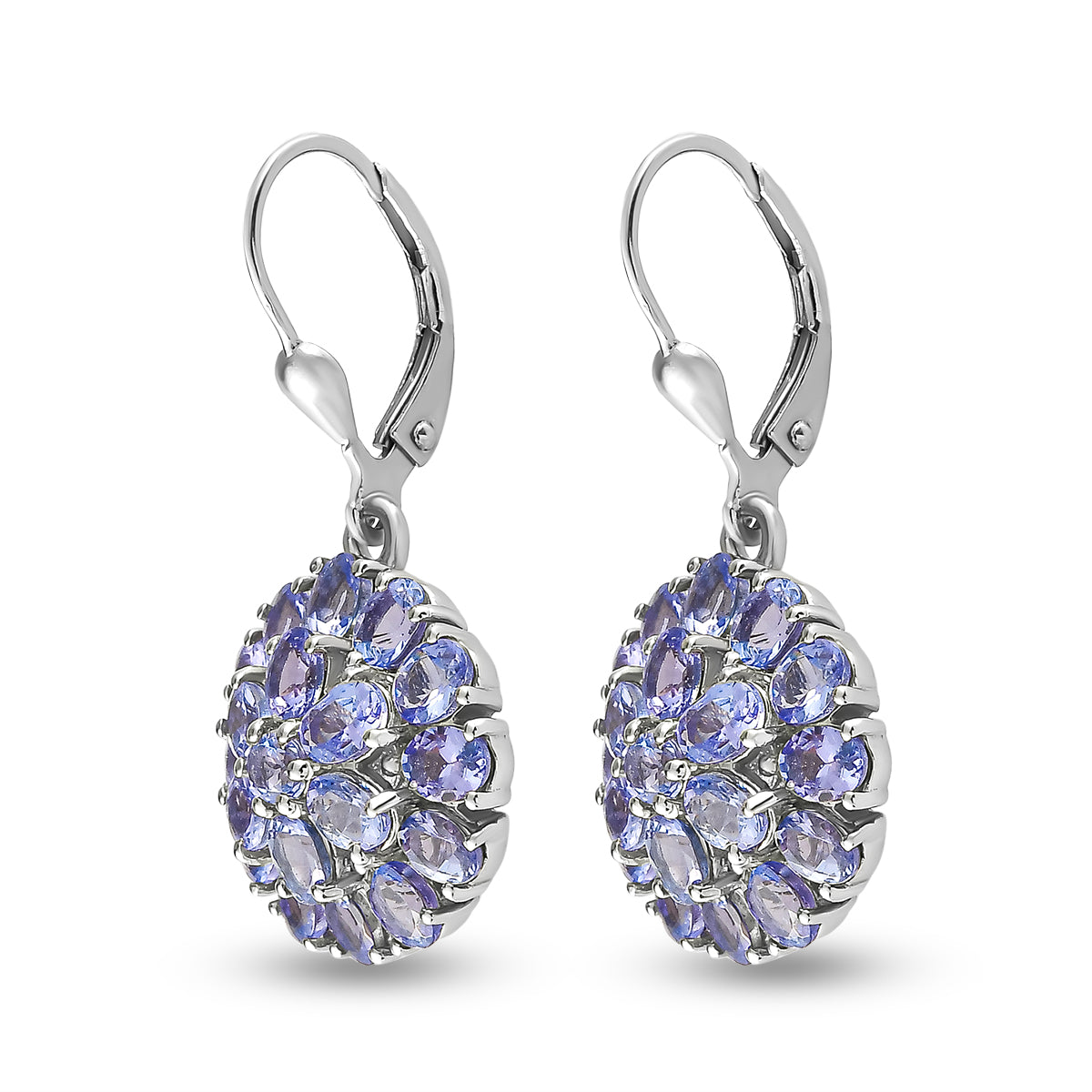 Tansanit-Ohrringe, 925 Silber platiniert ca. 6,64 ct