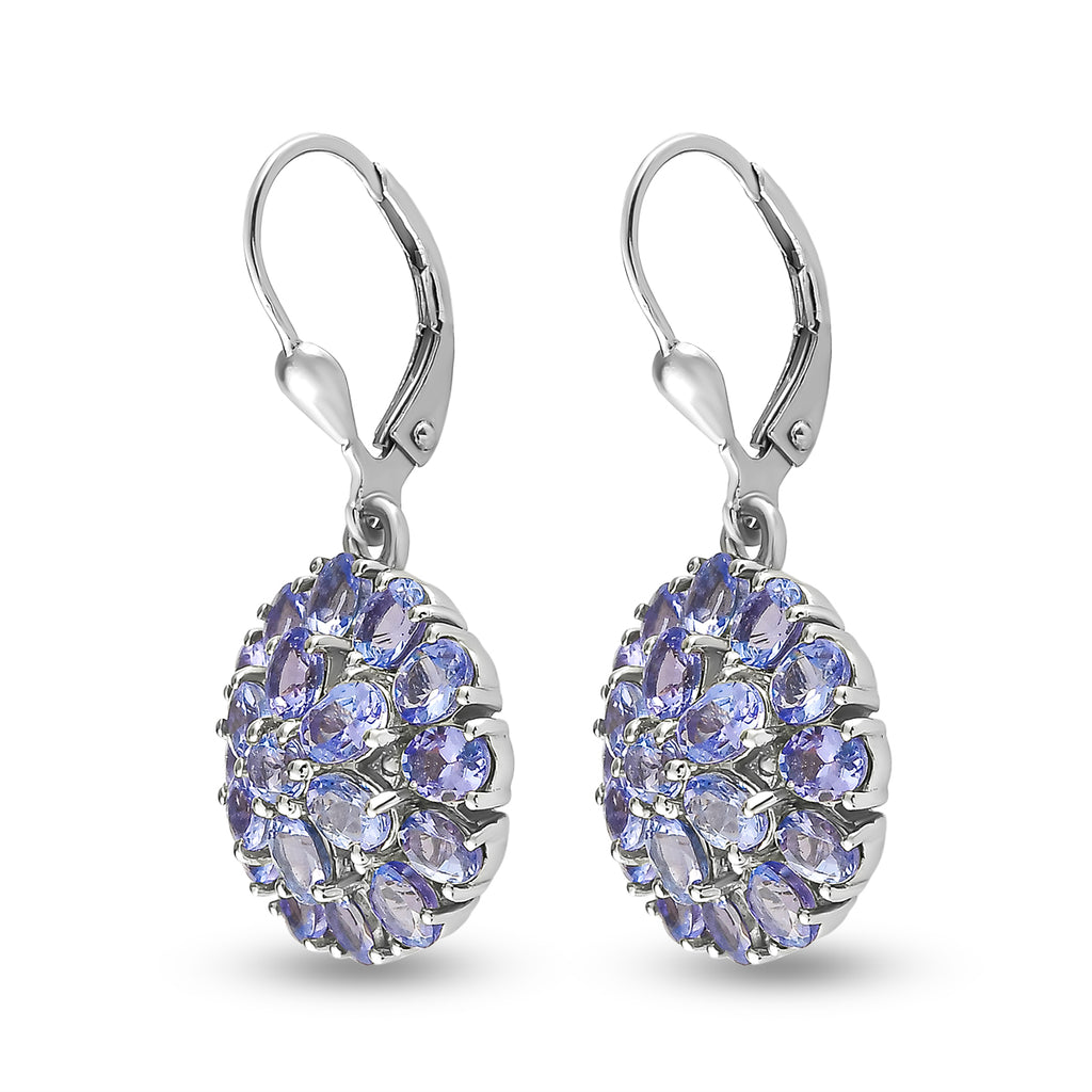Tansanit-Ohrringe, 925 Silber platiniert ca. 6,64 ct