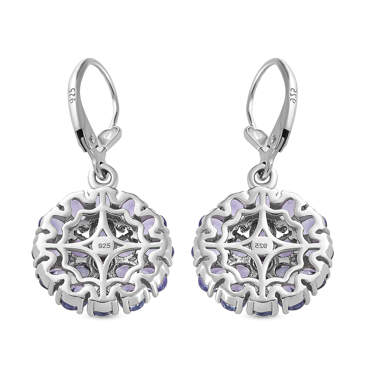 Tansanit-Ohrringe, 925 Silber platiniert ca. 6,64 ct