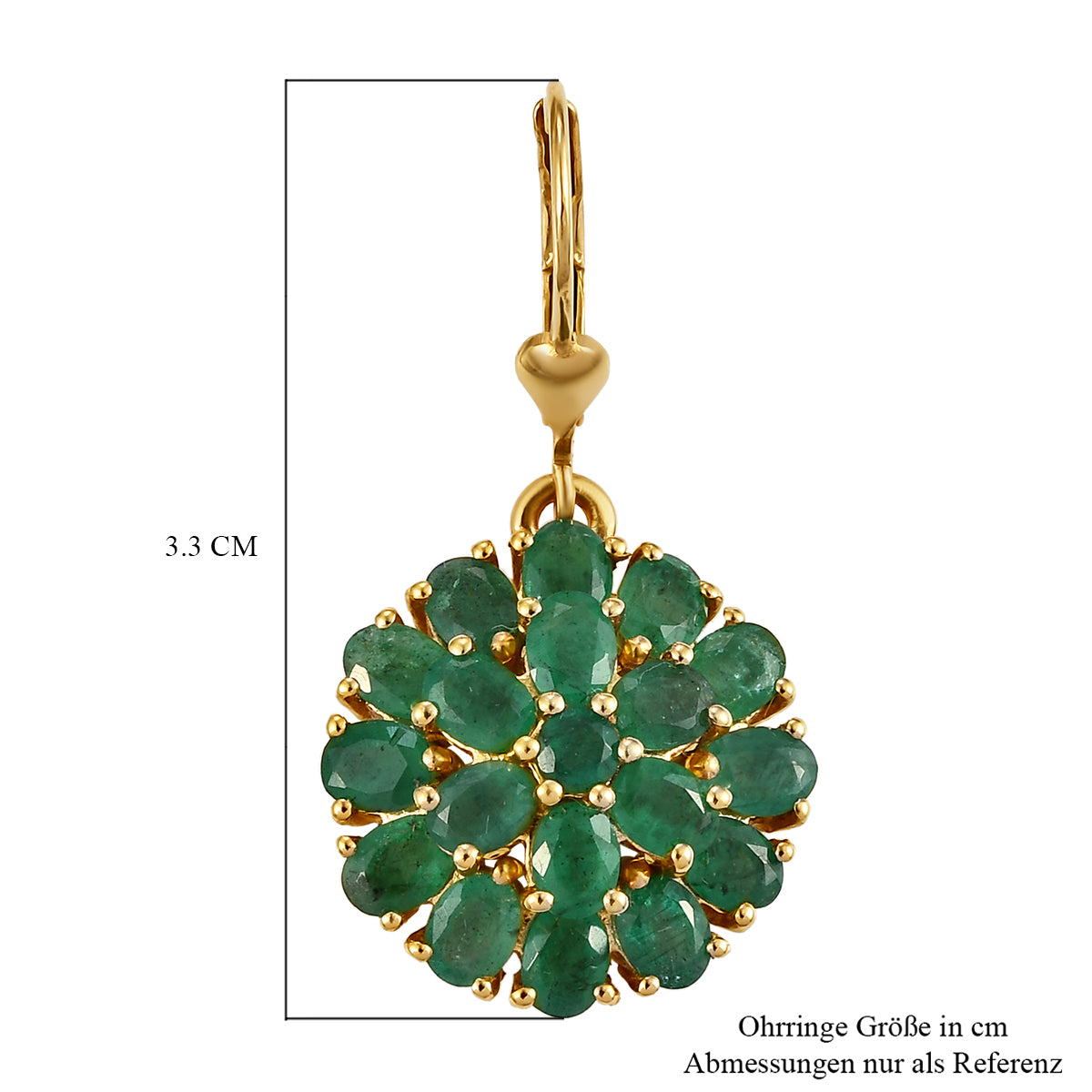Kagem sambische Smaragd-Ohrringe, 925 Silber vergoldet ca. 6,45 ct