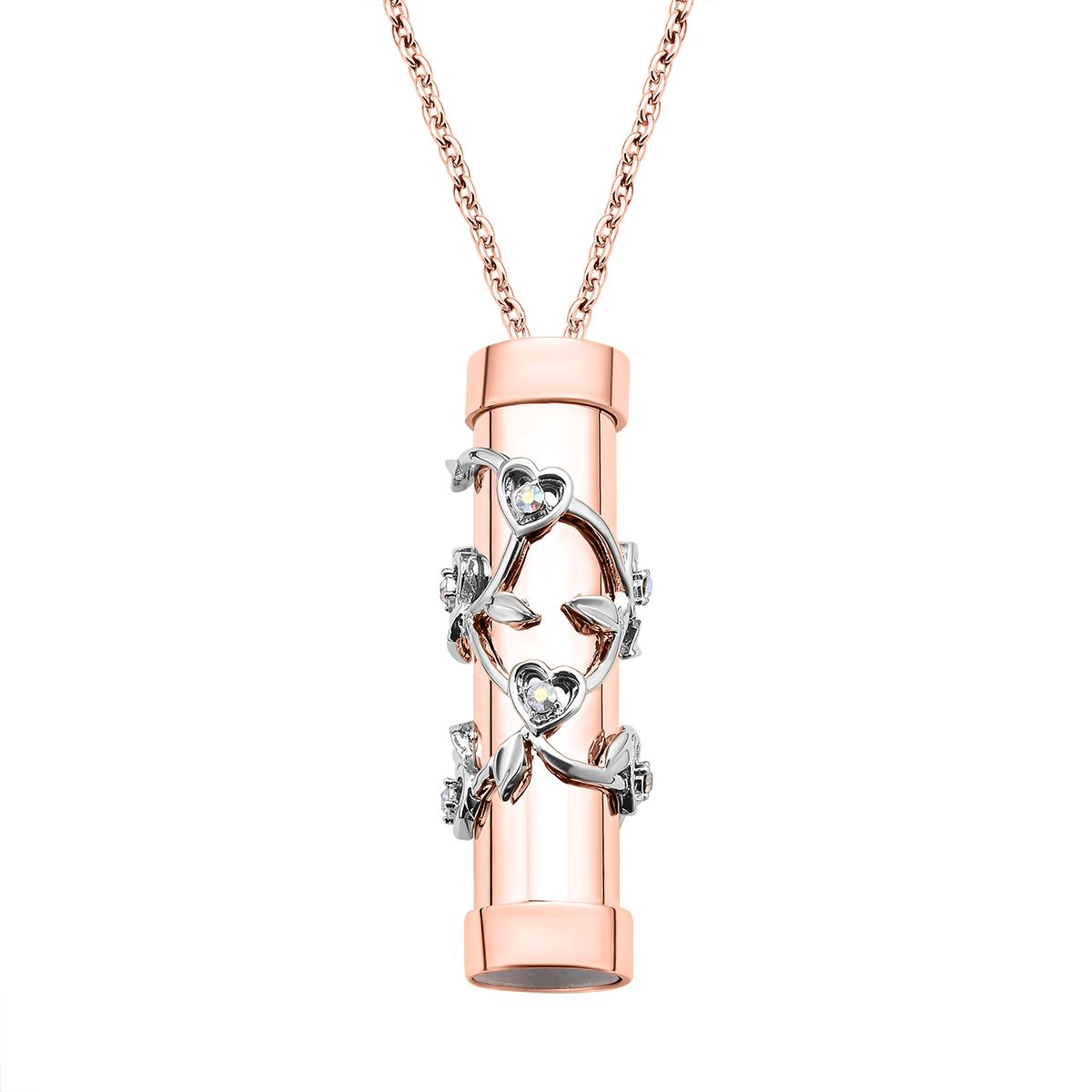 Kristall Kaleidoskop-Halskette, ca. 75 cm, Bicolor, roséfarben