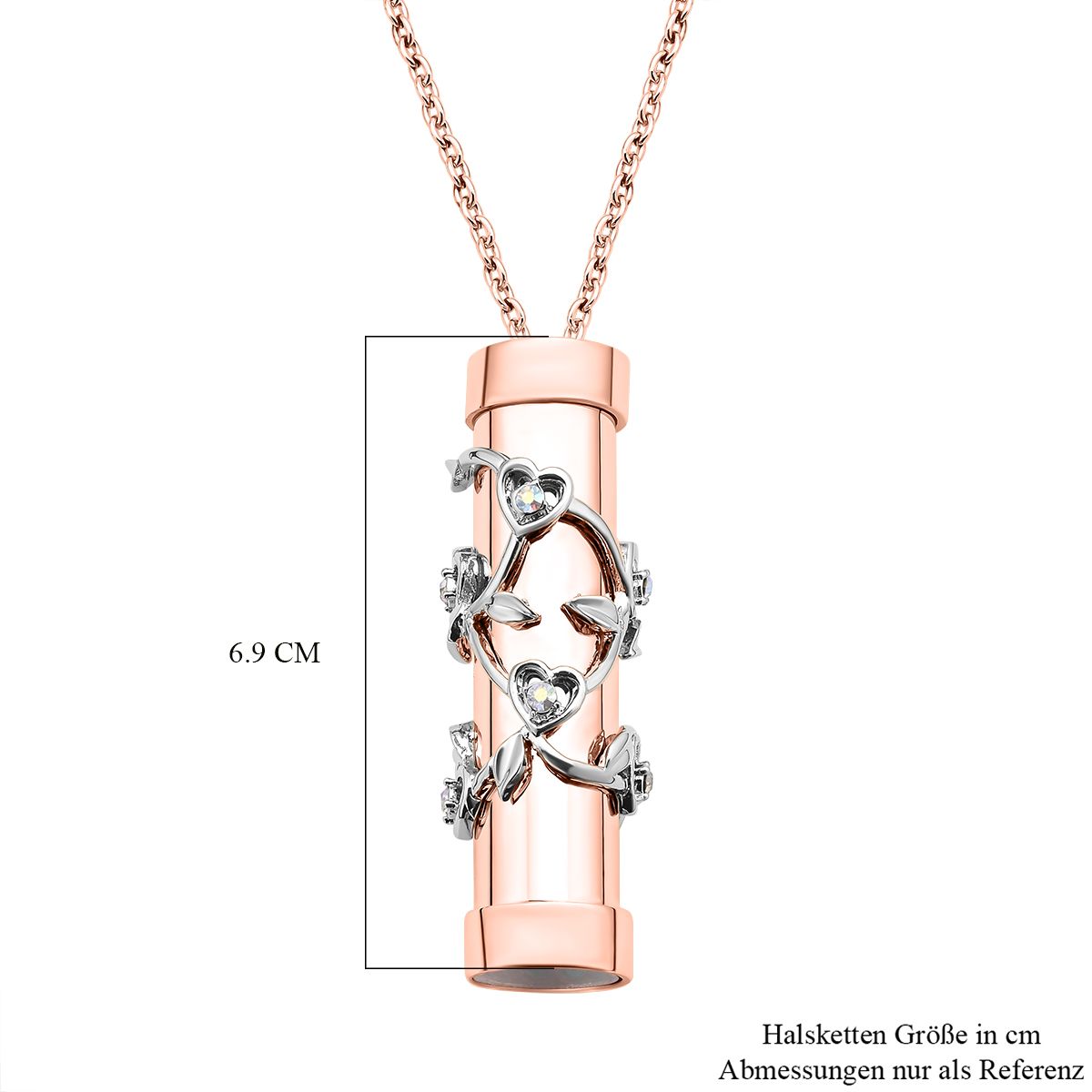 Kristall Kaleidoskop-Halskette, ca. 75 cm, Bicolor, roséfarben