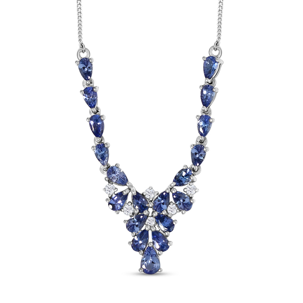 Tansanit-Collier,ca. 45 cm, 925 Silber platiniert ca. 4.21 ct