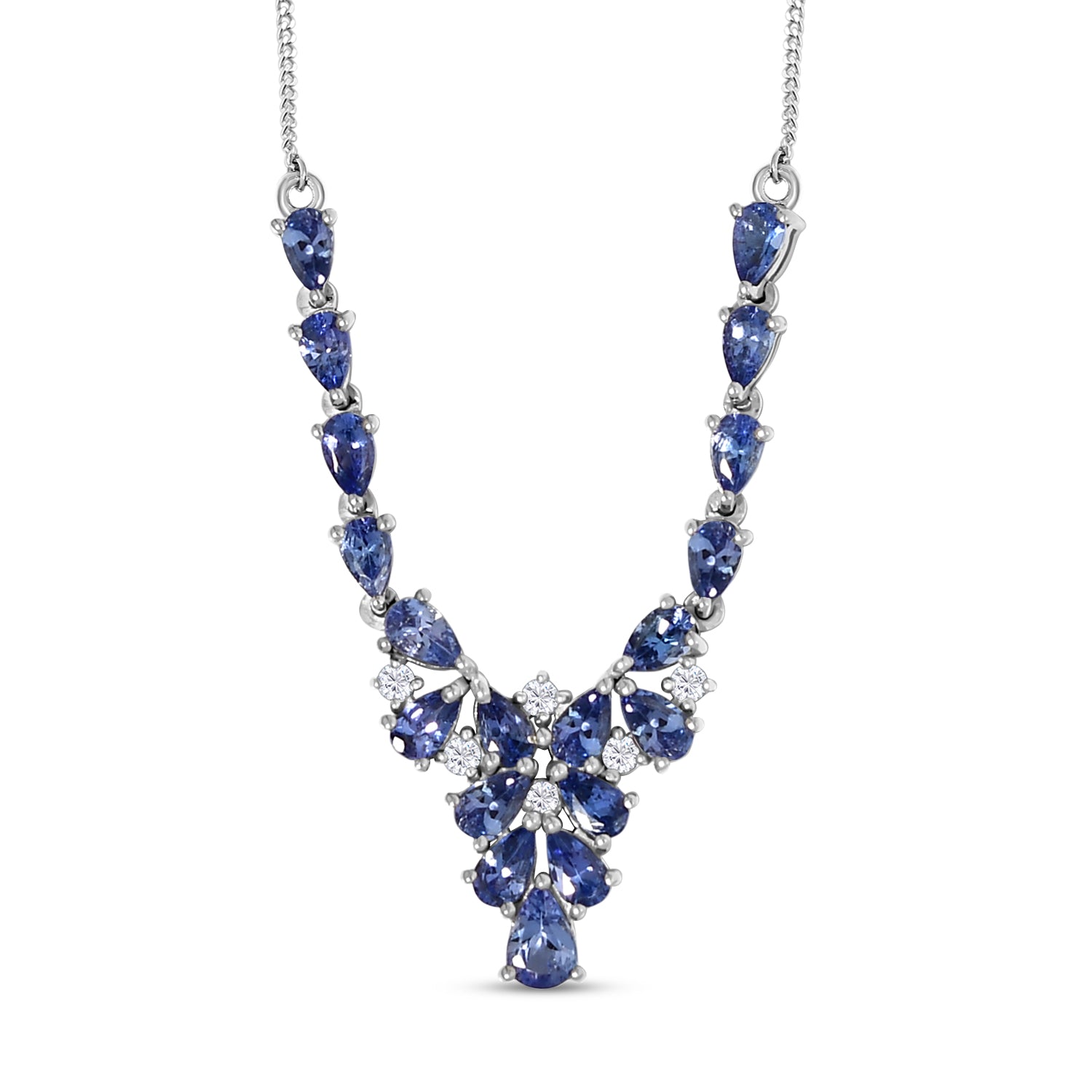 Tansanit-Collier,ca. 45 cm, 925 Silber platiniert ca. 4.21 ct