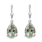 Prasiolith Tropfen-Ohrringe, 925 Silber platiniert ca. 9,58 ct