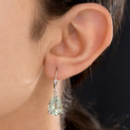 Prasiolith Tropfen-Ohrringe, 925 Silber platiniert ca. 9,58 ct