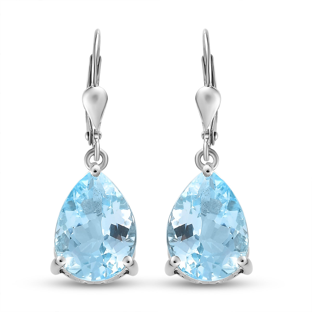 Himmelblaue Topas-Ohrringe, 925 Silber platiniert ca. 12,18 ct