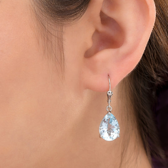 Himmelblaue Topas-Ohrringe, 925 Silber platiniert ca. 12,18 ct