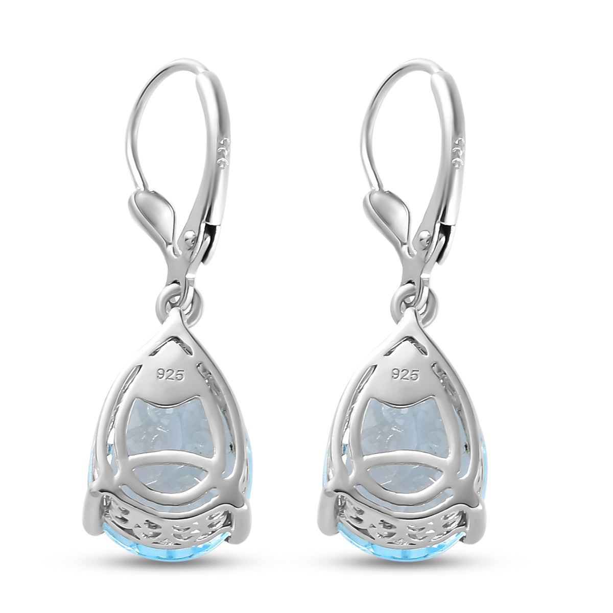 Himmelblaue Topas-Ohrringe, 925 Silber platiniert ca. 12,18 ct