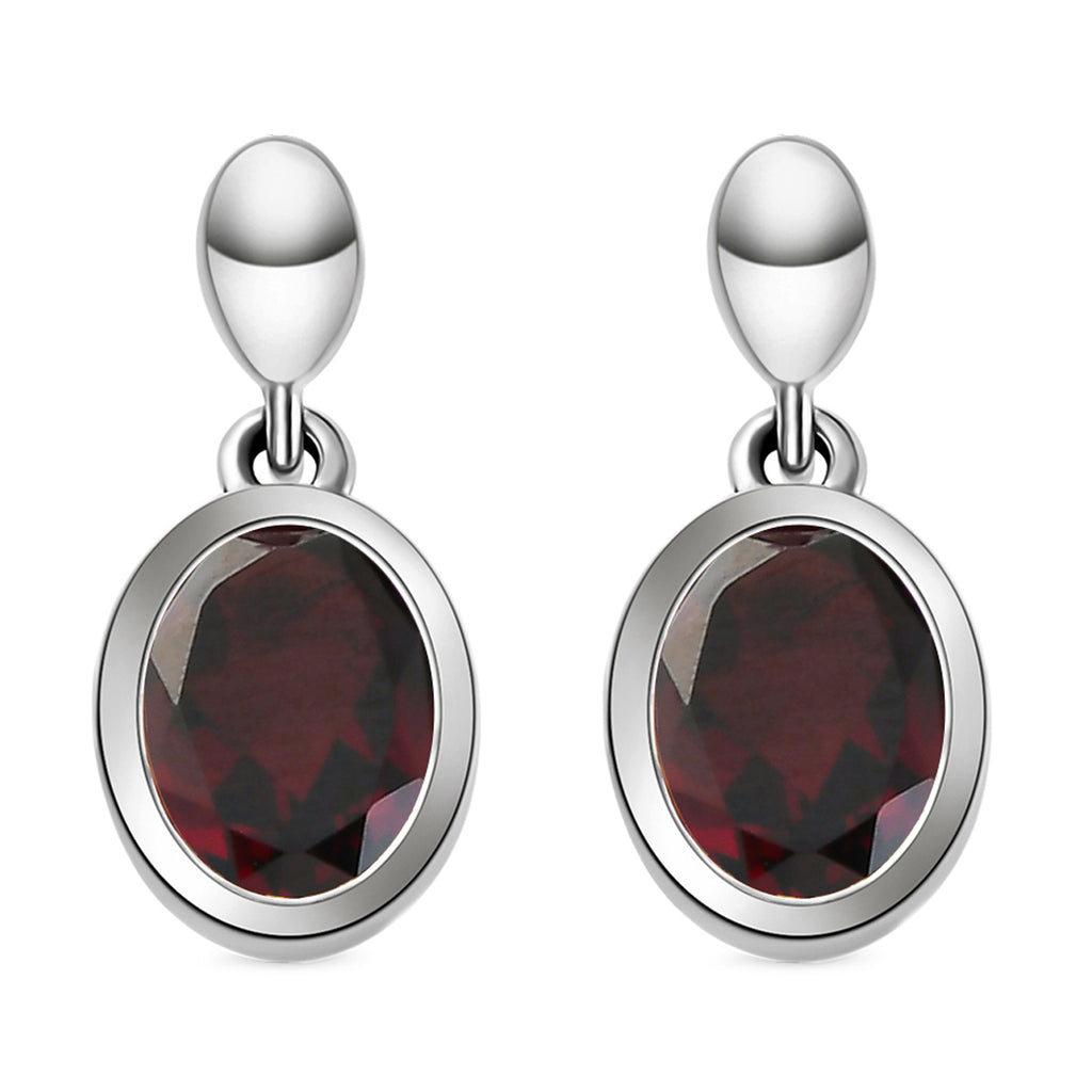 Rote Granat-Ohrringe, 925 Silber platiniert ca. 2,97 ct