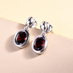 Rote Granat-Ohrringe, 925 Silber platiniert ca. 2,97 ct
