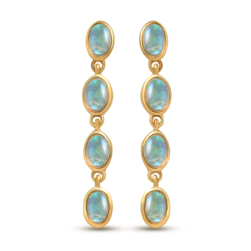 Natürliche, äthiopische Opal-Ohrringe, 925 Silber vergoldet ca. 2.62 ct