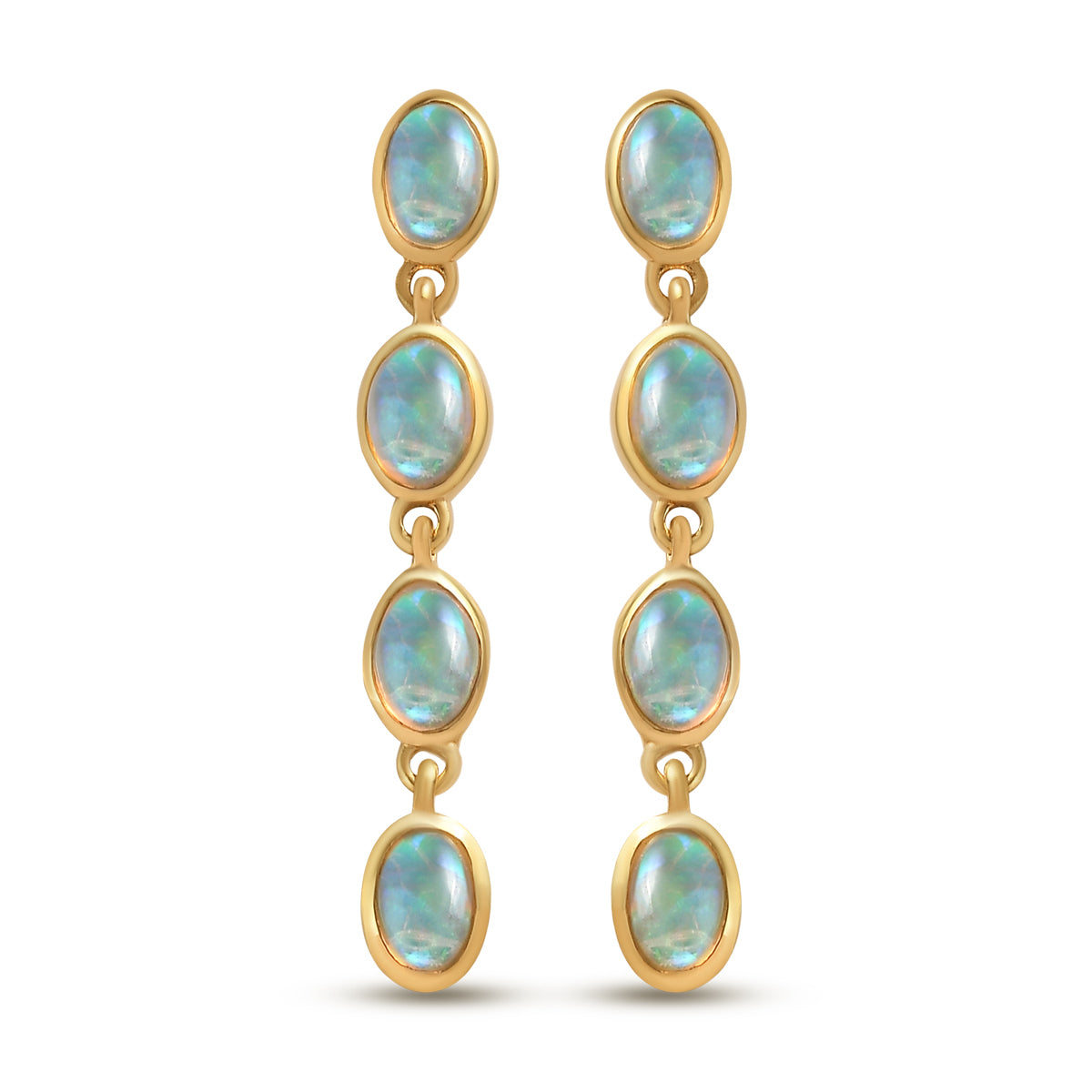 Natürliche, äthiopische Opal-Ohrringe, 925 Silber vergoldet ca. 2.62 ct