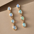 Natürliche, äthiopische Opal-Ohrringe, 925 Silber vergoldet ca. 2.62 ct