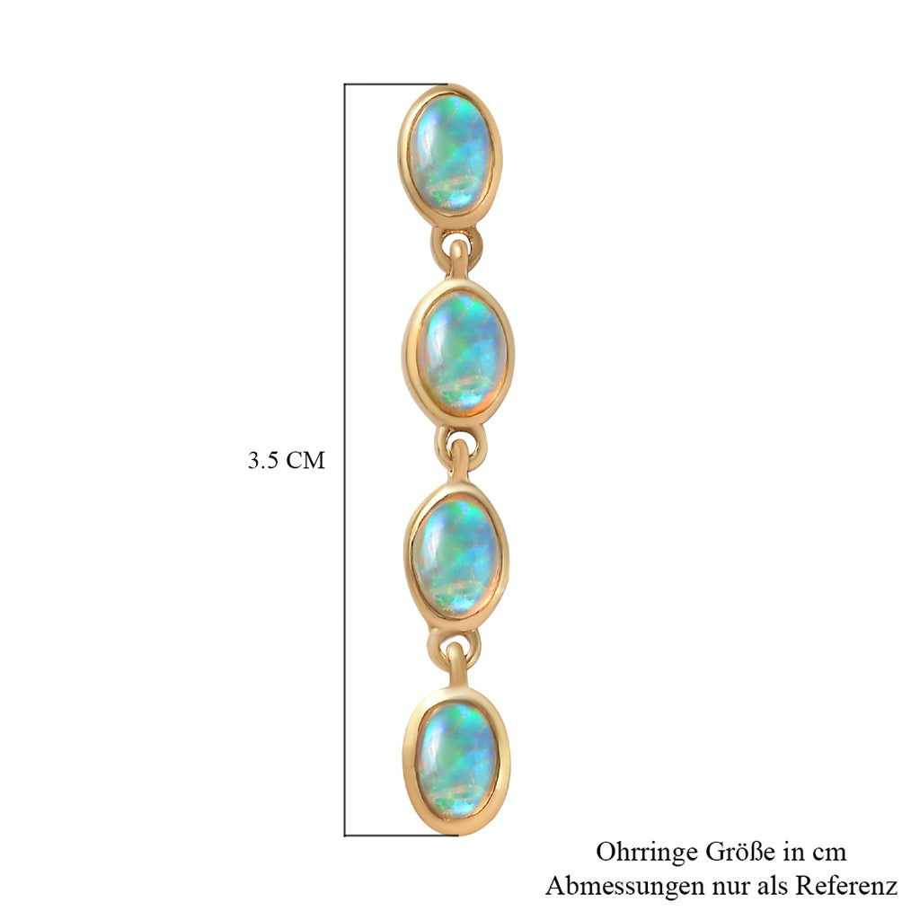 Natürliche, äthiopische Opal-Ohrringe, 925 Silber vergoldet ca. 2.62 ct