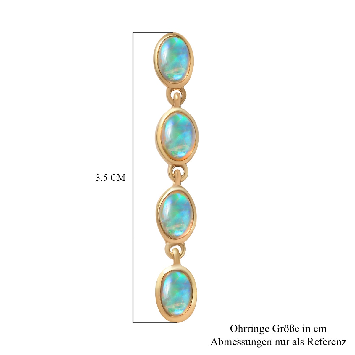 Natürliche, äthiopische Opal-Ohrringe, 925 Silber vergoldet ca. 2.62 ct