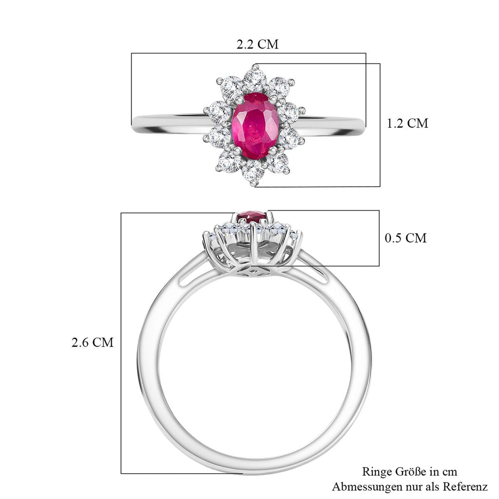 D’Joy Afrikanischer Rubin und Zirkon Ring und Anhänger