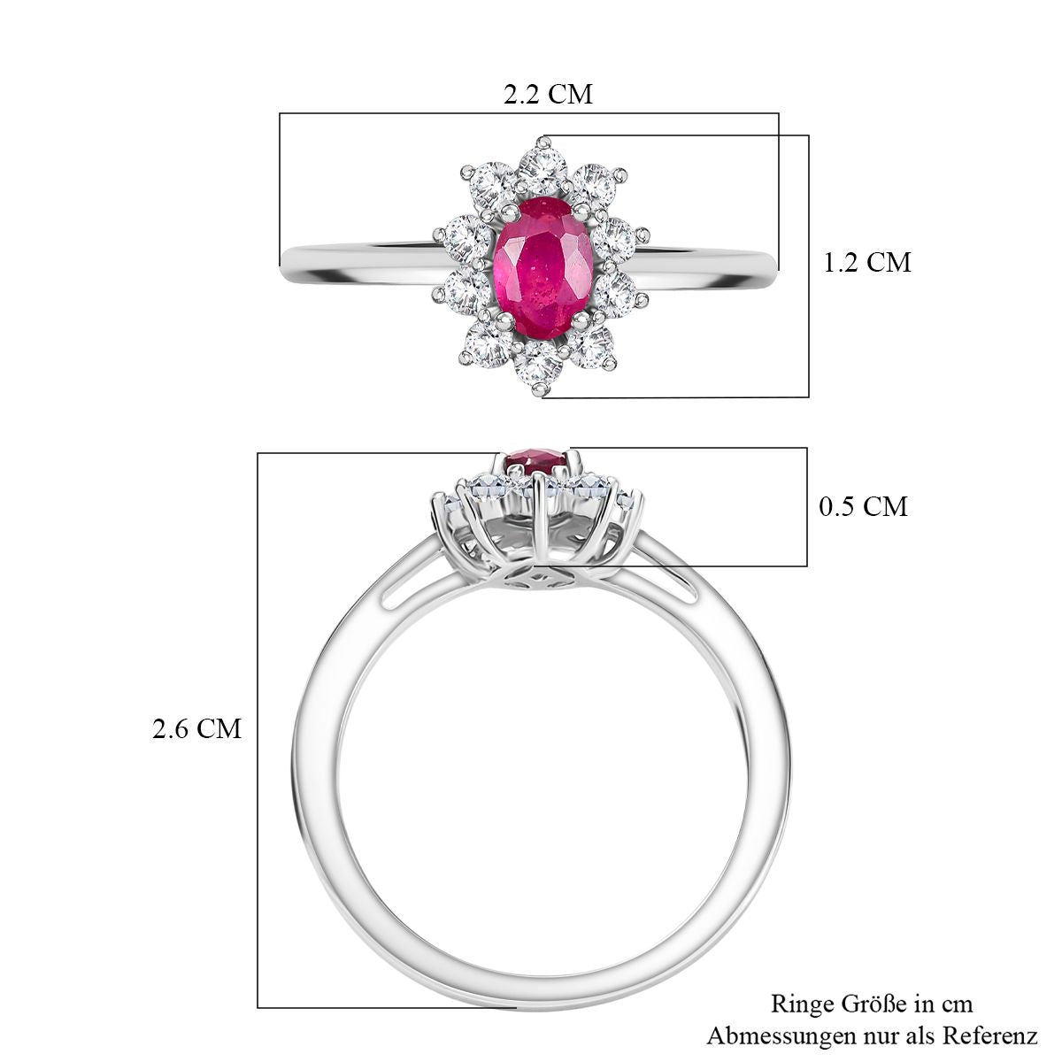 D’Joy Afrikanischer Rubin und Zirkon Ring und Anhänger