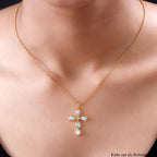 Natürlicher, äthiopischer Opal und weißer Zirkon-Anhänger, 925 Silber vergoldet ca. 1,38 ct