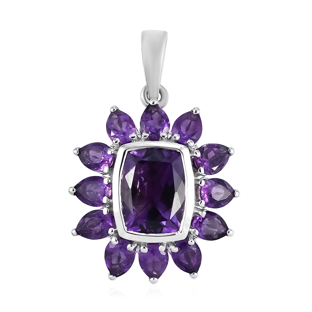 Natürlicher, marokkanischer Amethyst-Anhänger, 925 Silber platiniert ca. 4.09 ct