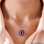 Natürlicher, marokkanischer Amethyst-Anhänger, 925 Silber platiniert ca. 4.09 ct