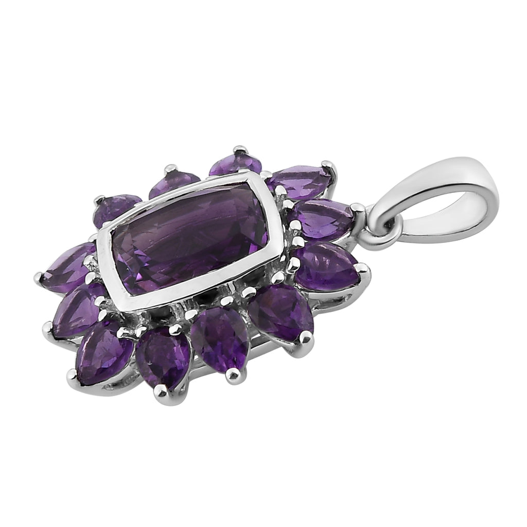 Natürlicher, marokkanischer Amethyst-Anhänger, 925 Silber platiniert ca. 4.09 ct