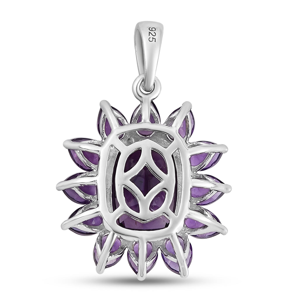 Natürlicher, marokkanischer Amethyst-Anhänger, 925 Silber platiniert ca. 4.09 ct
