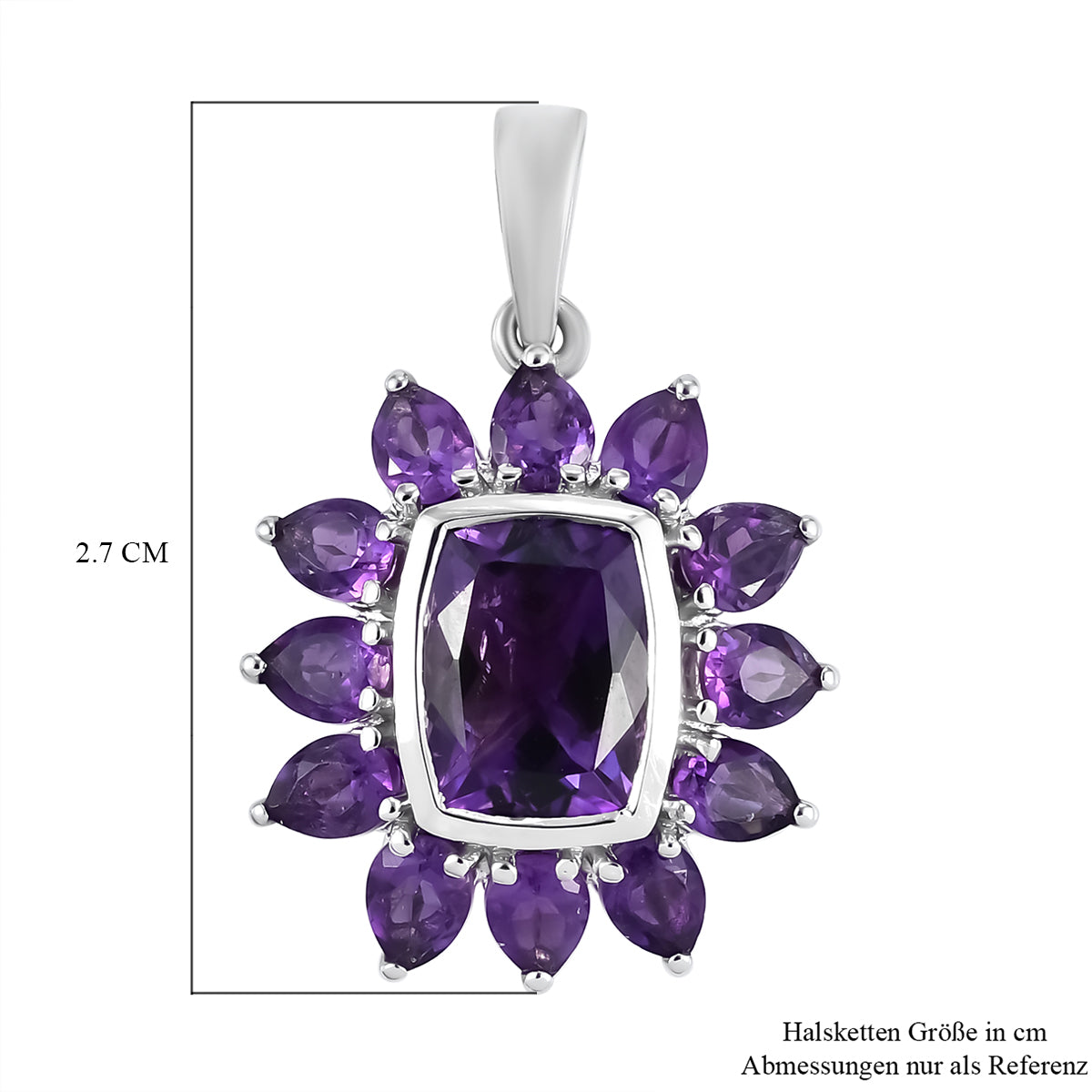 Natürlicher, marokkanischer Amethyst-Anhänger, 925 Silber platiniert ca. 4.09 ct
