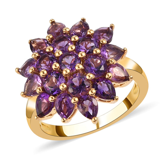 Natürlicher, marokkanischer Amethyst-Ring, 925 Silber vergoldet ca. 2.89 ct