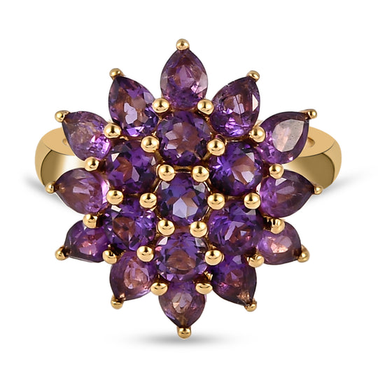 Natürlicher, marokkanischer Amethyst-Ring, 925 Silber vergoldet ca. 2.89 ct
