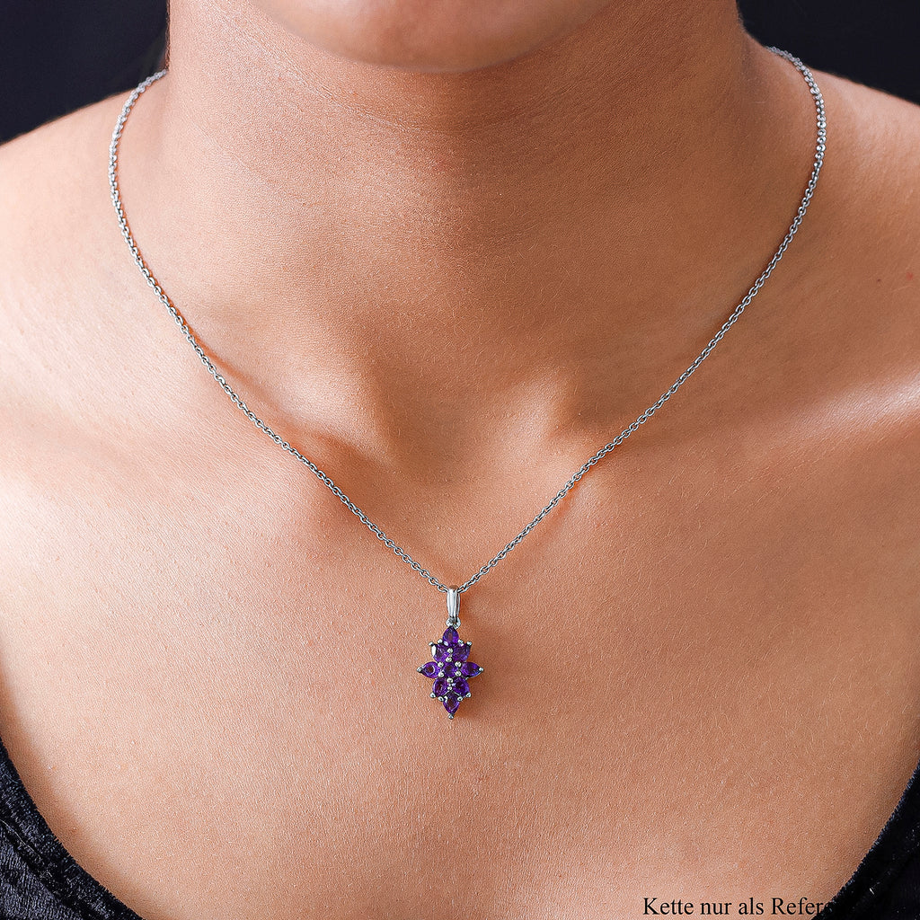 Natürlicher, marokkanischer Amethyst-Anhänger, 925 Silber platiniert ca. 1.31 ct