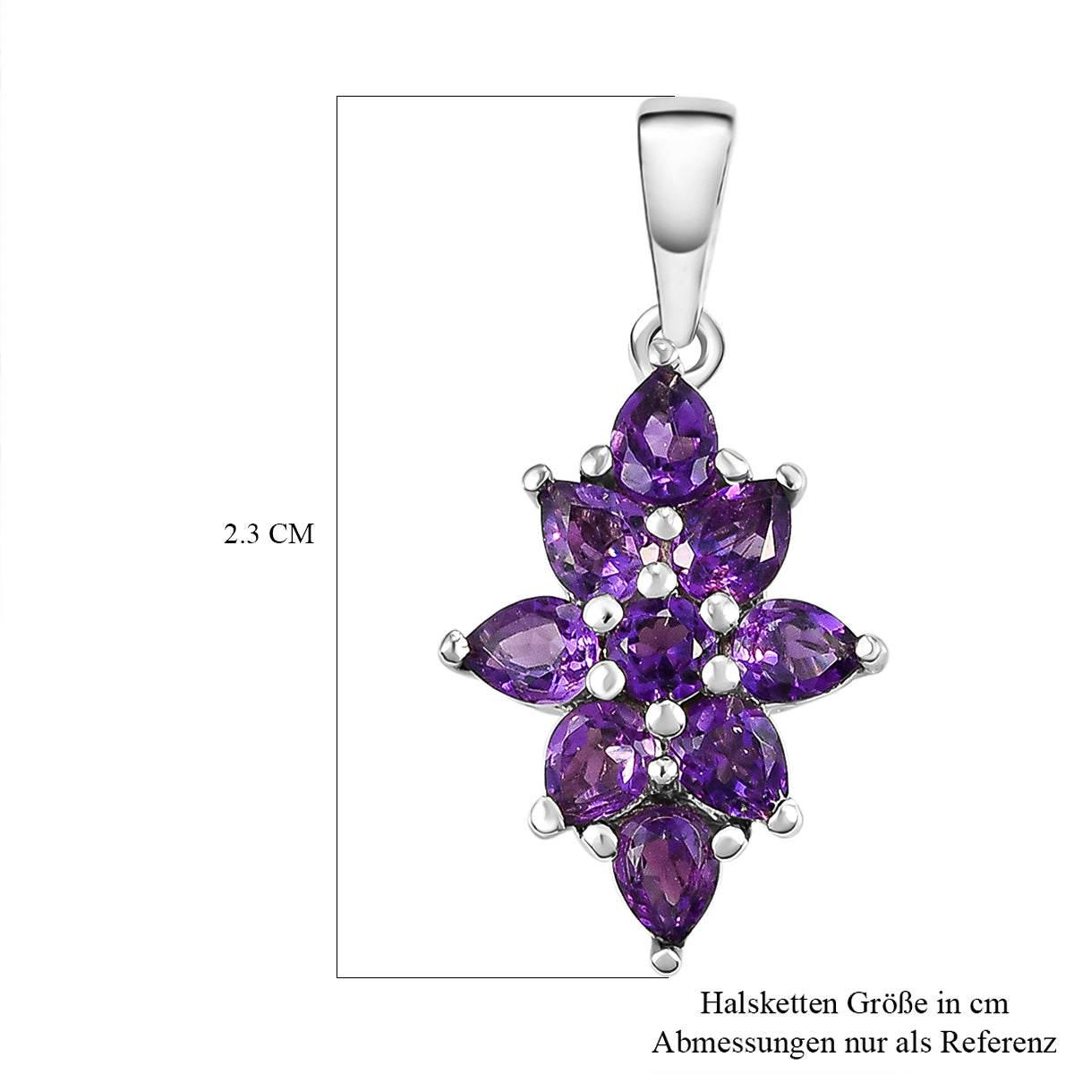 Natürlicher, marokkanischer Amethyst-Anhänger, 925 Silber platiniert ca. 1.31 ct